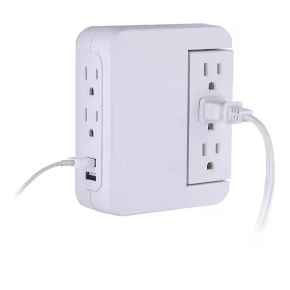 NEW General Electric 5-Outlet 2 USB Swivel Side-Access Surge Protector Tap